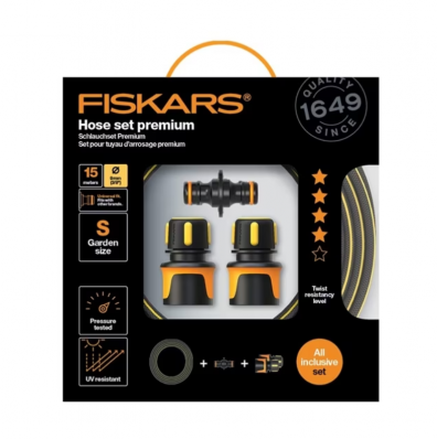 Набір із садовим шлангом Fiskars Premium 9мм (3/8”) 15 м Q4 (1027101)