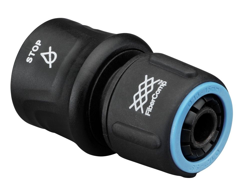 Конектор для шланга Fiskars FiberComp™ STOP 1/2”-5/8” (13-15 мм) з автостопом (1054789)