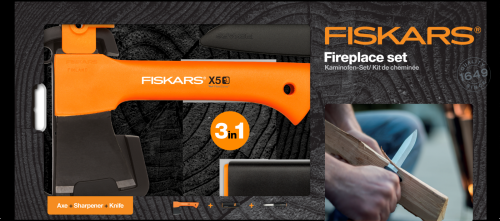 Подарочный набор Fiskars (Топор XXS X5 1015617 + нож + точилка) 1057913